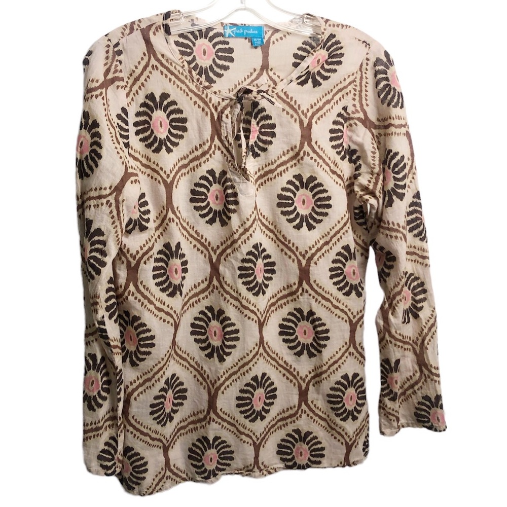Fresh Produce lightweight Cotton top floral flare sleeve